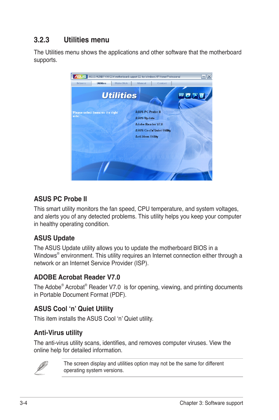 3 utilities menu | Asus M2NBP-VM CSM User Manual | Page 90 / 96