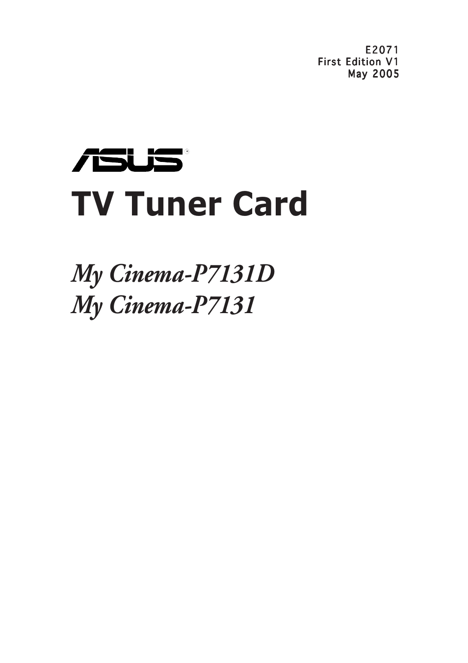 Asus My Cinema P7131D User Manual | 10 pages