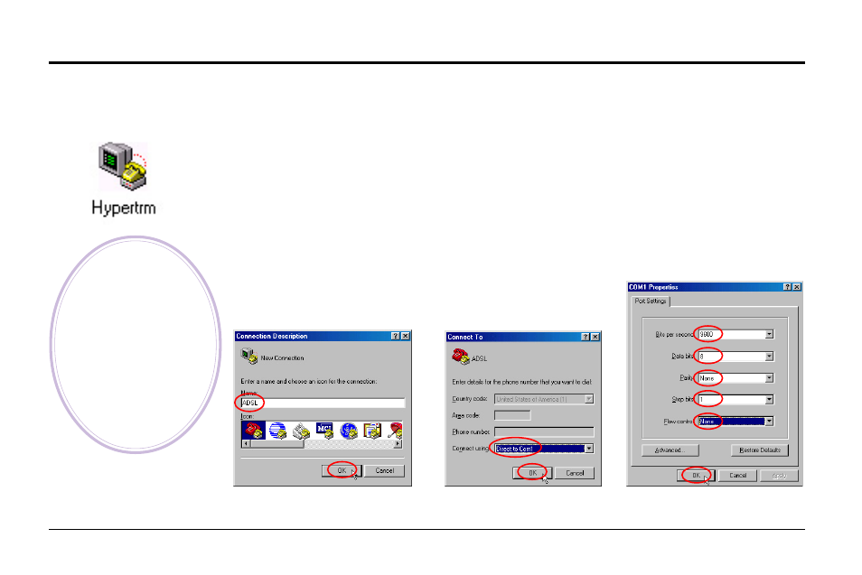 Configuring the adsl modem, 1 com port configuration | Asus AAM6000EV User Manual | Page 11 / 32