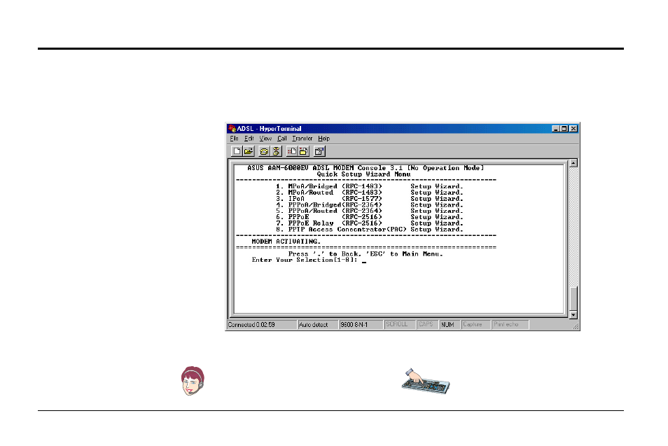 Configuring the adsl modem, 2 operation mode configuration (cont’) | Asus AAM6000EV User Manual | Page 13 / 32