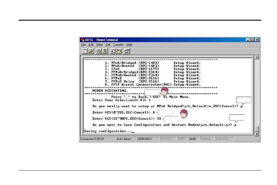 Configuring the adsl modem | Asus AAM6000EV User Manual | Page 14 / 32