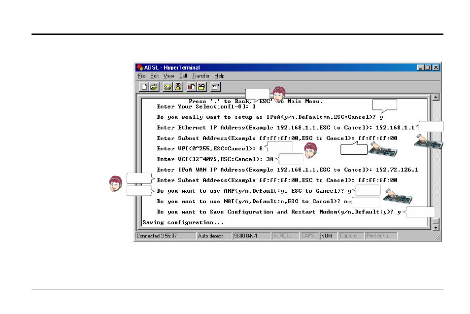 Configuring the adsl modem | Asus AAM6000EV User Manual | Page 16 / 32