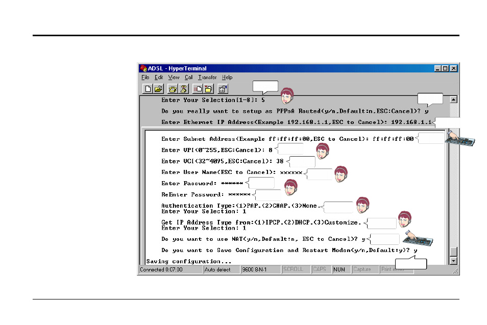 Configuring the adsl modem | Asus AAM6000EV User Manual | Page 18 / 32
