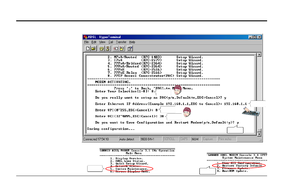 Configuring the adsl modem, 3 load factory default | Asus AAM6000EV User Manual | Page 21 / 32