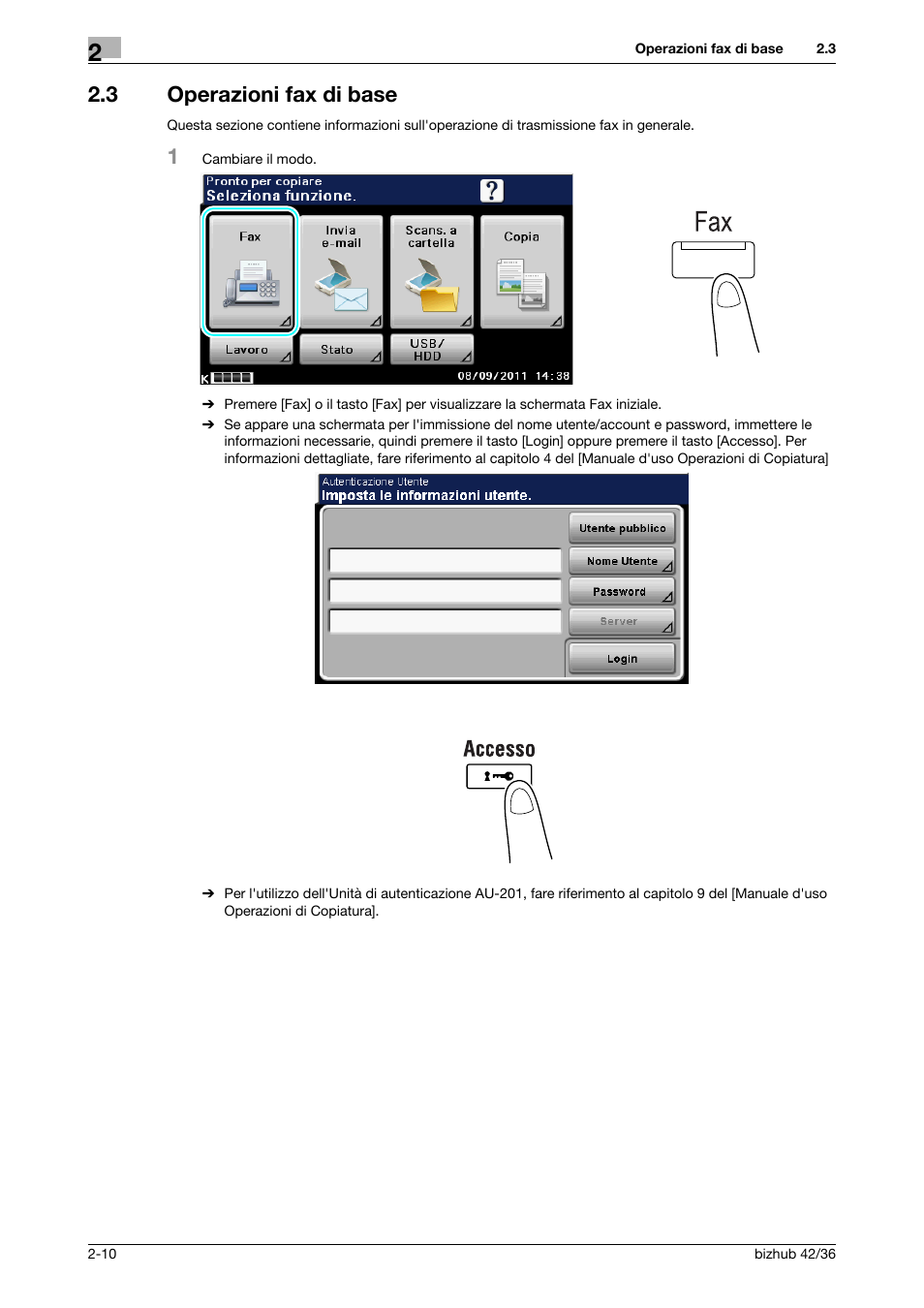 3 operazioni fax di base, Operazioni fax di base -10 | Konica Minolta bizhub 36 User Manual | Page 72 / 186