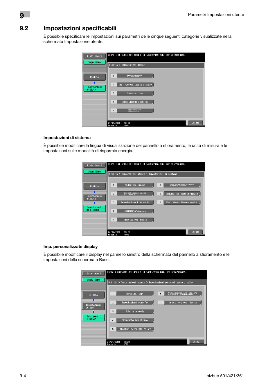 2 impostazioni specificabili, Impostazioni di sistema, Imp. personalizzate display | Impostazioni specificabili -4 | Konica Minolta bizhub 421 User Manual | Page 248 / 264