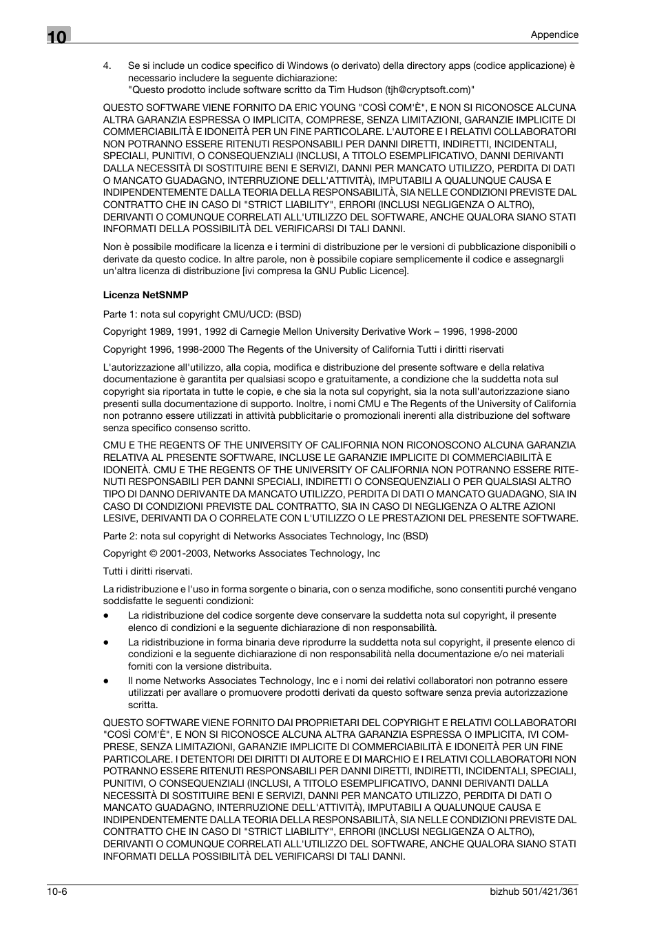 Licenza netsnmp | Konica Minolta bizhub 421 User Manual | Page 256 / 264