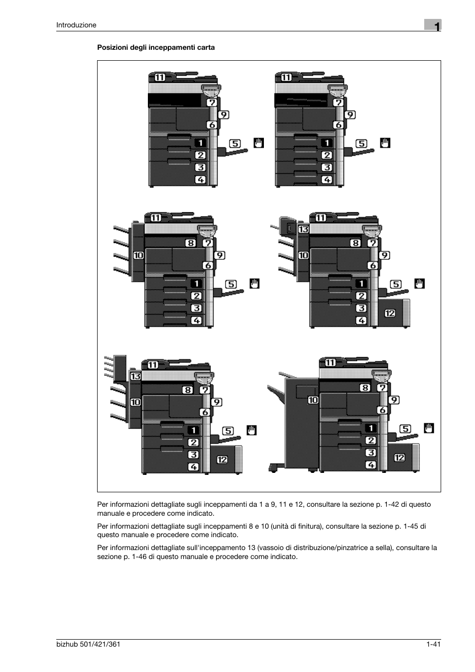 Posizioni degli inceppamenti carta | Konica Minolta bizhub 421 User Manual | Page 47 / 264