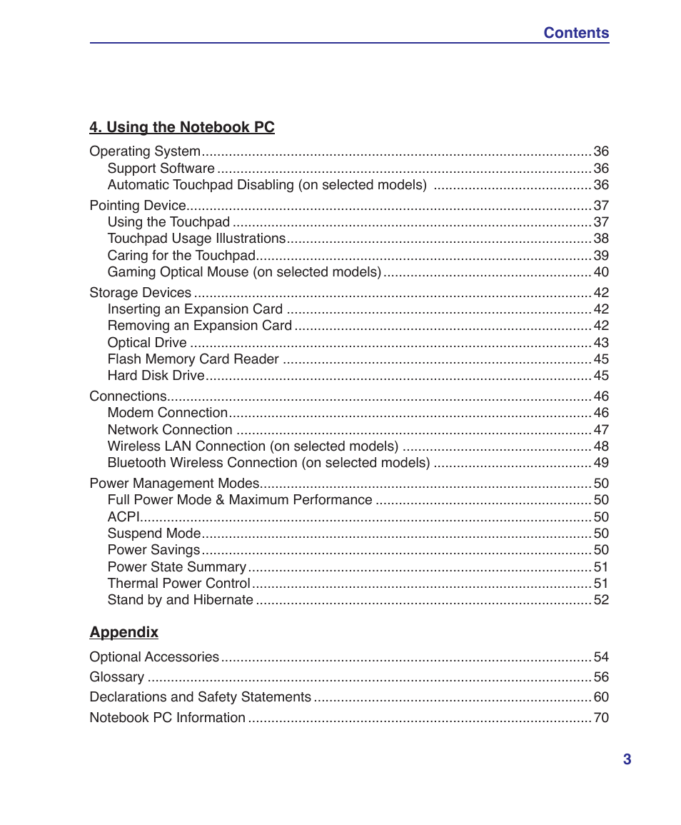 Asus E2808 User Manual | Page 3 / 71