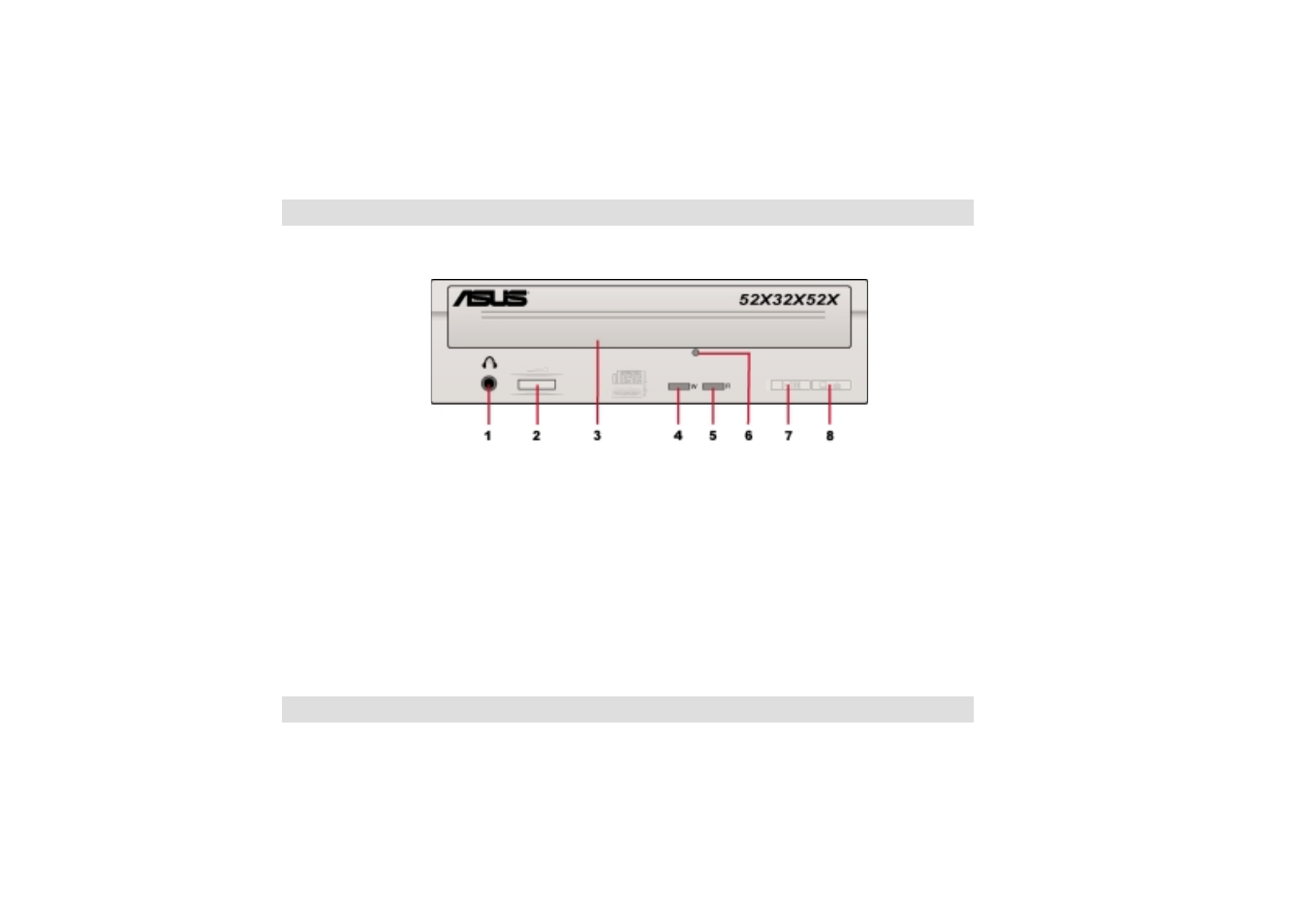 Front panel | Asus CRW-5232AS User Manual | Page 22 / 40