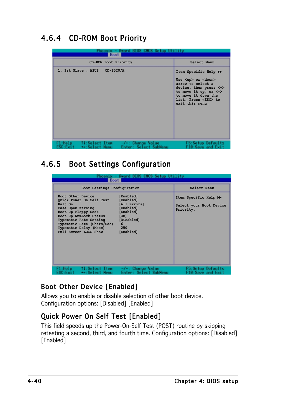 Boot other device [enabled, Quick power on self test [enabled | Asus NCCH-DR User Manual | Page 102 / 110