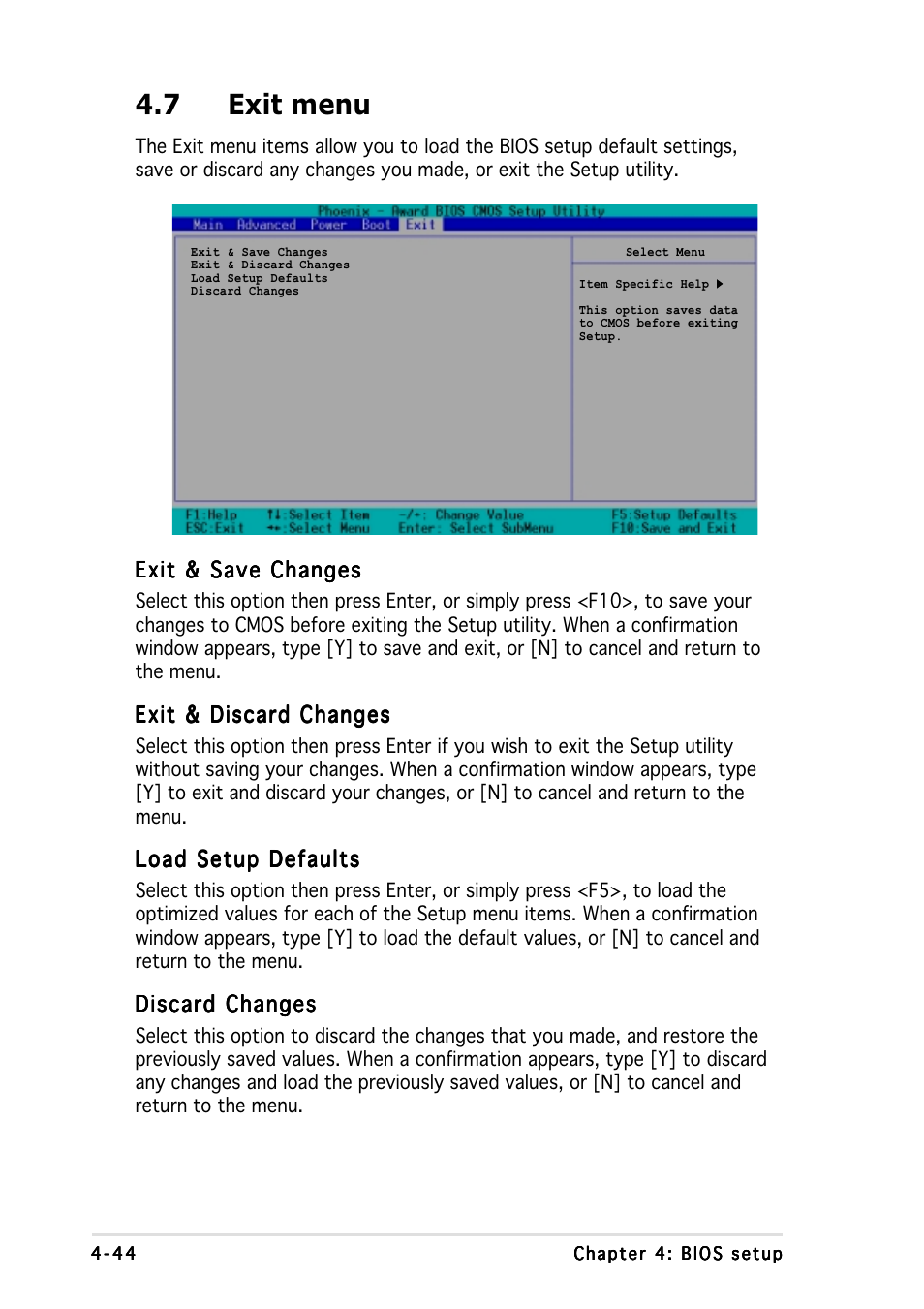 7 exit menu | Asus NCCH-DR User Manual | Page 106 / 110