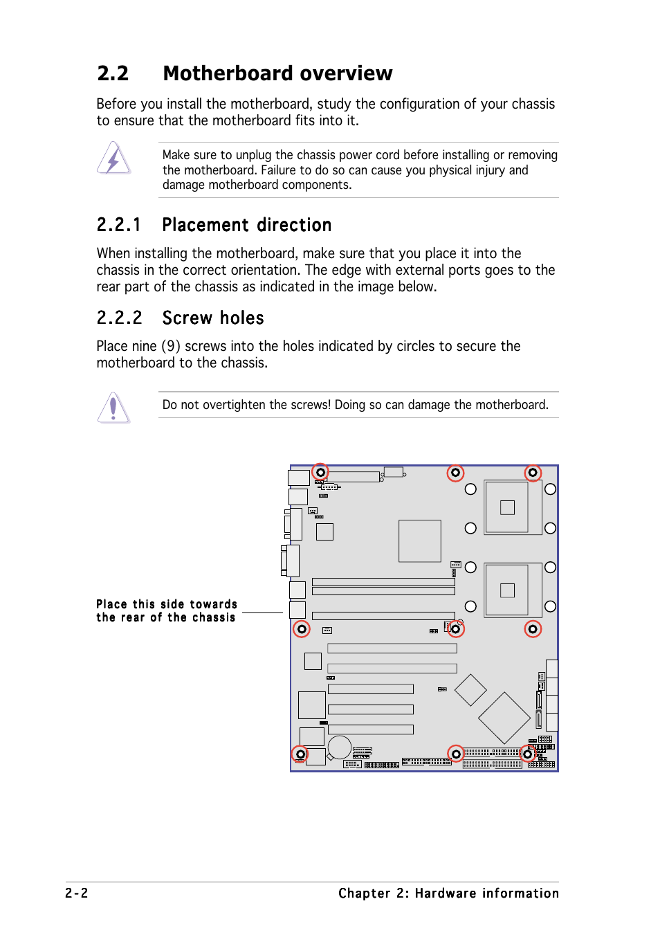 2 motherboard overview | Asus NCCH-DR User Manual | Page 22 / 110