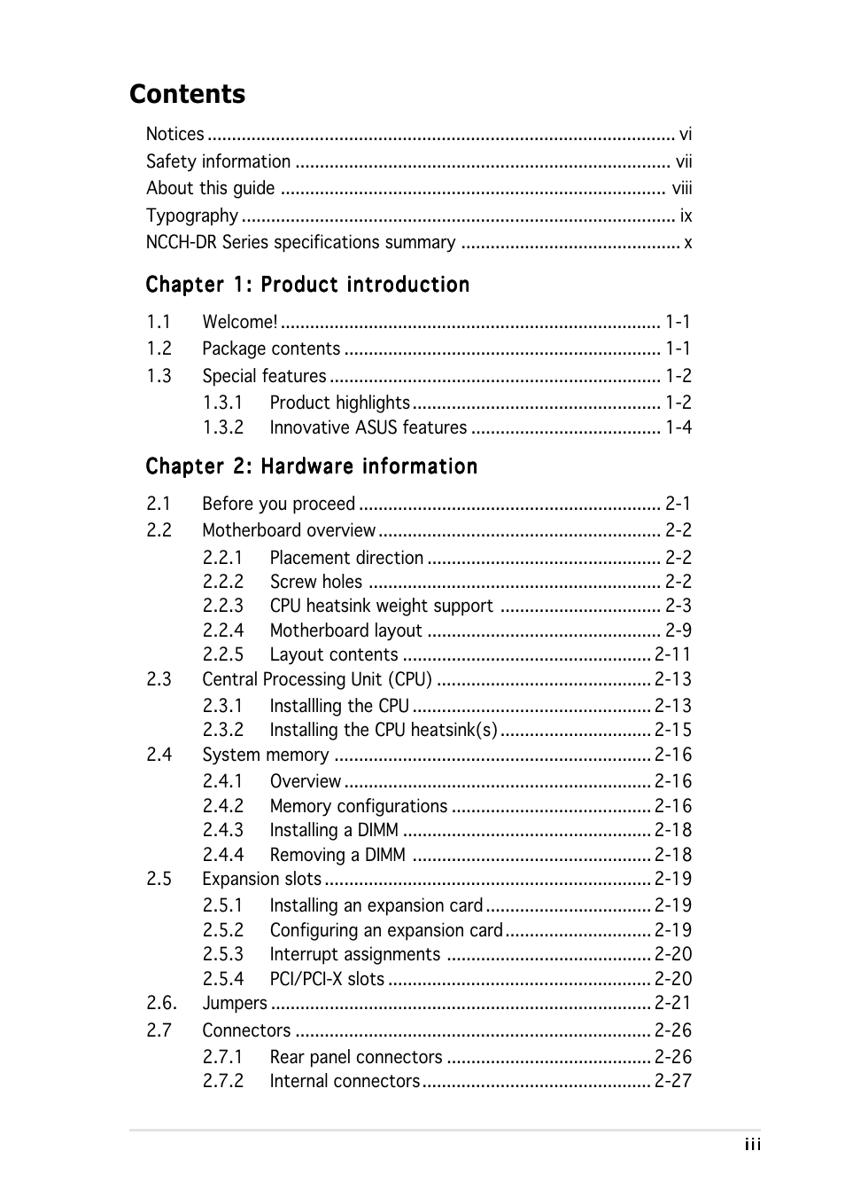 Asus NCCH-DR User Manual | Page 3 / 110