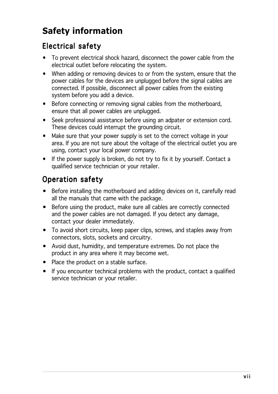 Safety information | Asus NCCH-DR User Manual | Page 7 / 110