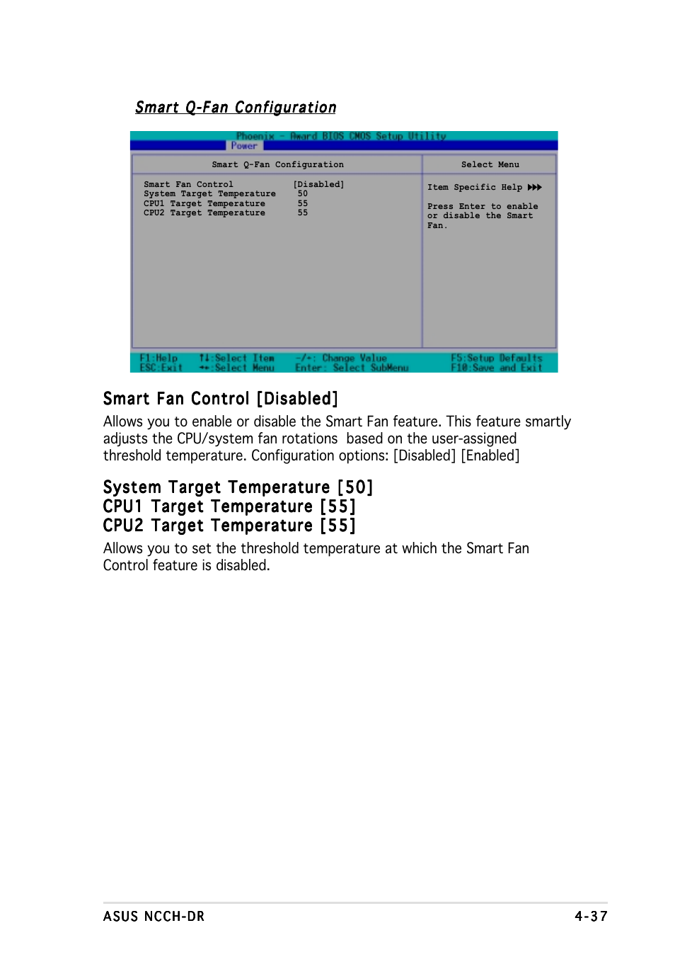 Smart fan control [disabled, System target temperature [50 | Asus NCCH-DR User Manual | Page 99 / 110