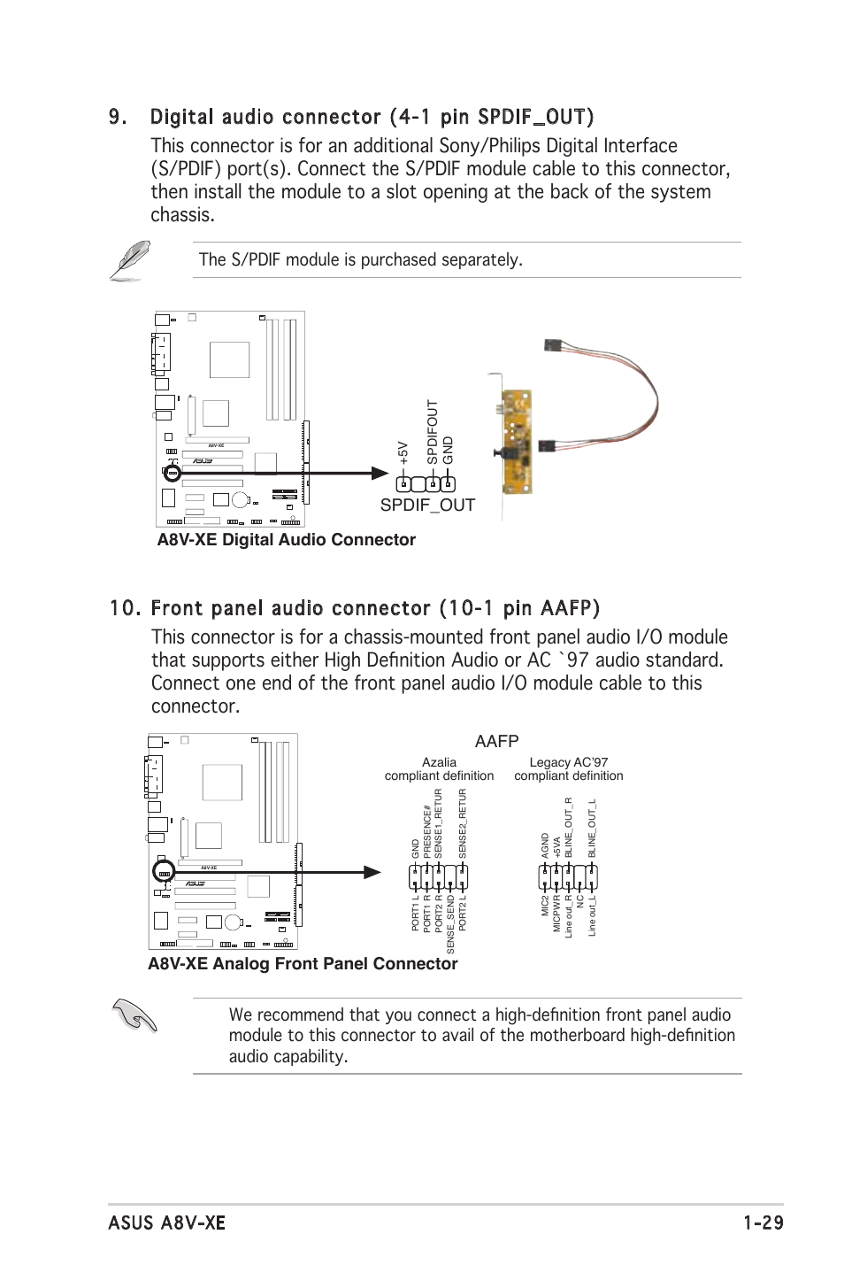 29 asus a8v-xe, Spdif_out | Asus Motherboard A8V-XE User Manual | Page 41 / 86