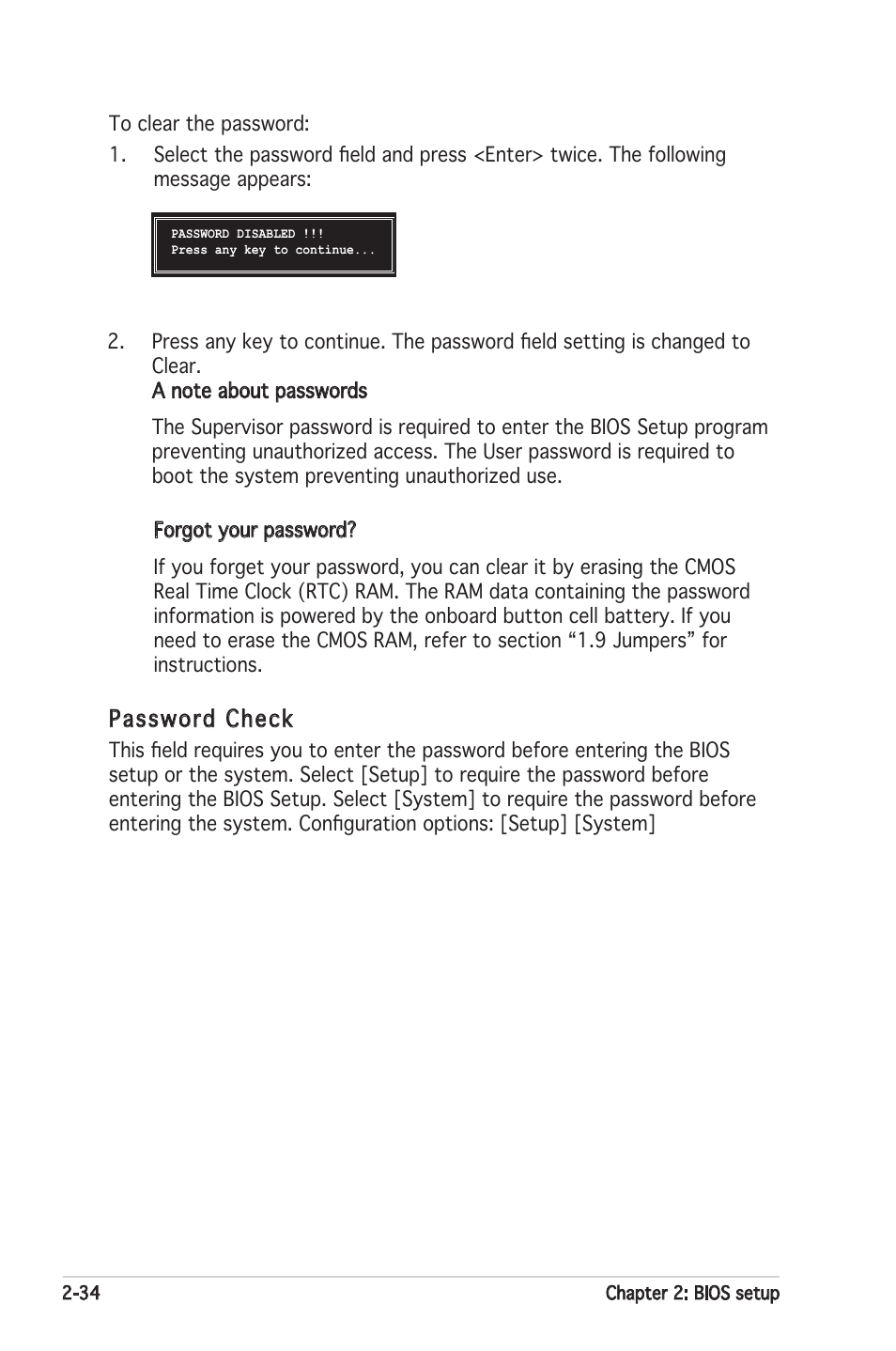 Password check | Asus Motherboard A8V-XE User Manual | Page 76 / 86