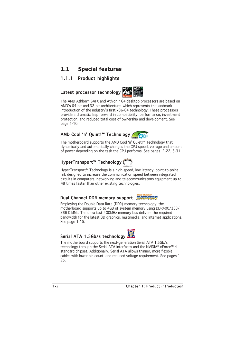 1 special features | Asus A8N-E User Manual | Page 14 / 76