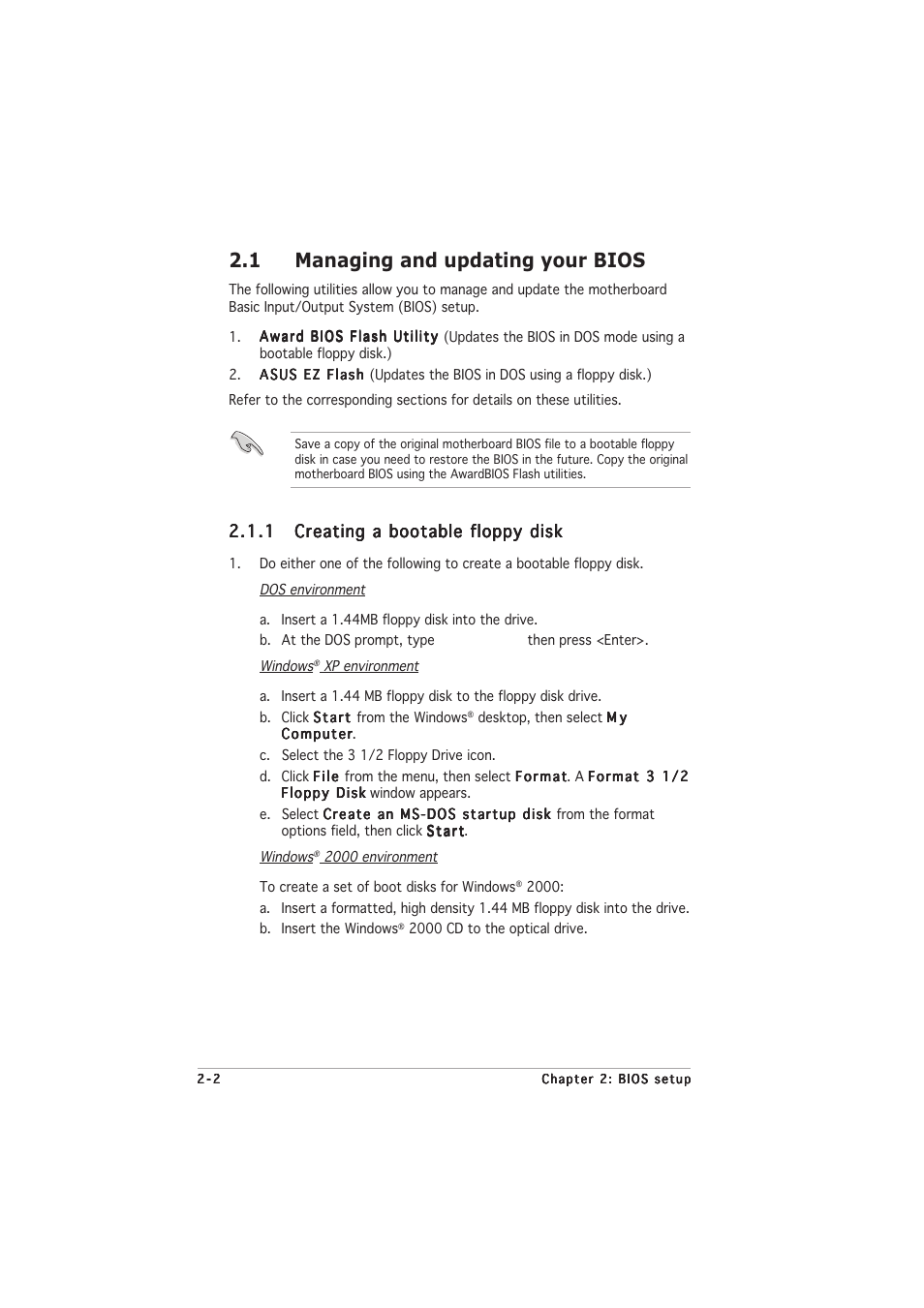 1 managing and updating your bios | Asus A8N-E User Manual | Page 44 / 76