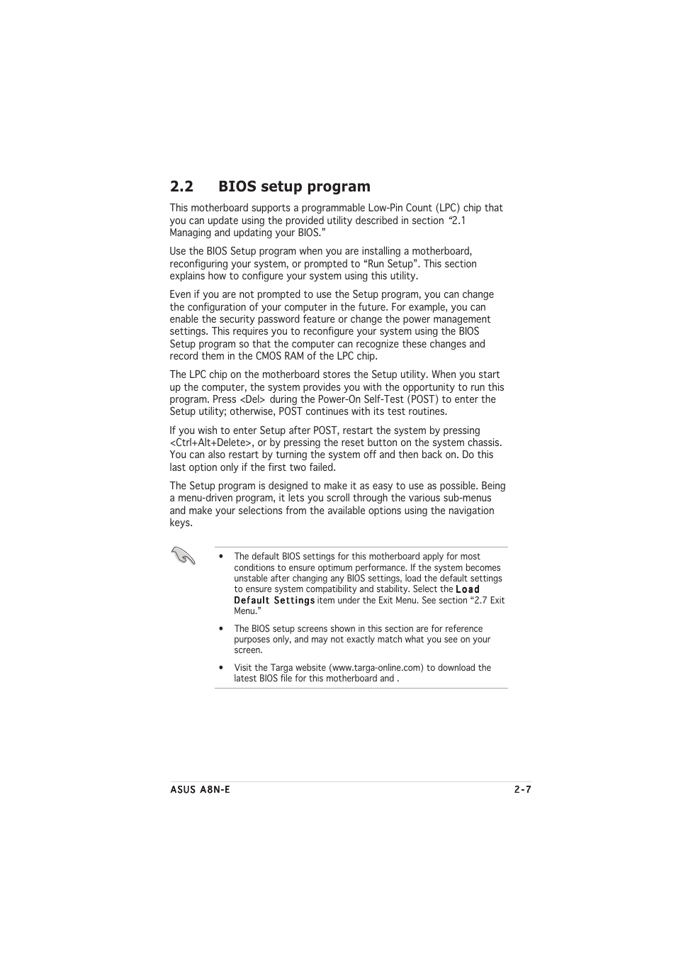 2 bios setup program | Asus A8N-E User Manual | Page 49 / 76