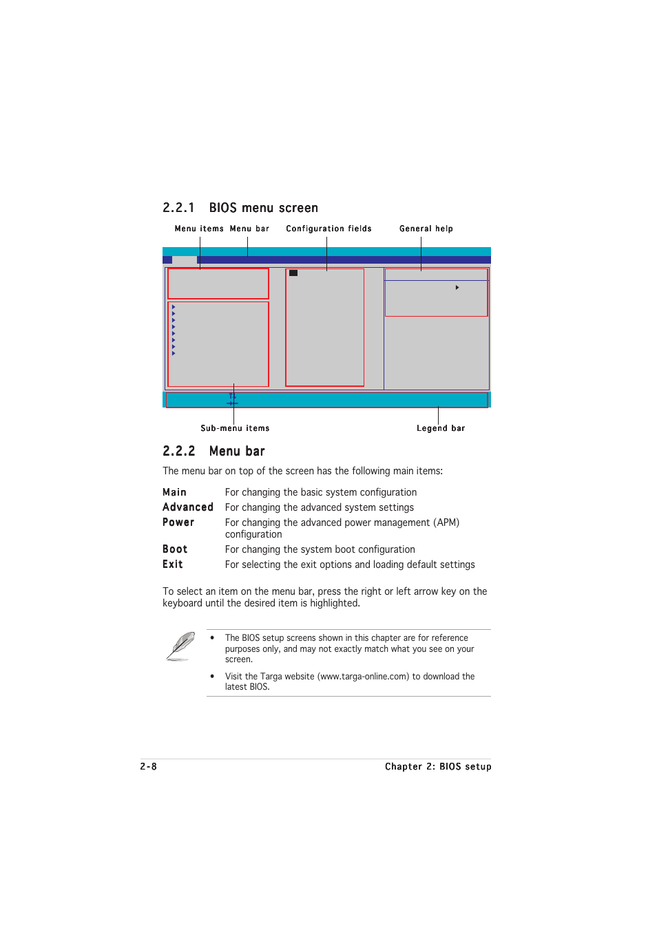 2 menu bar menu bar menu bar menu bar menu bar | Asus A8N-E User Manual | Page 50 / 76