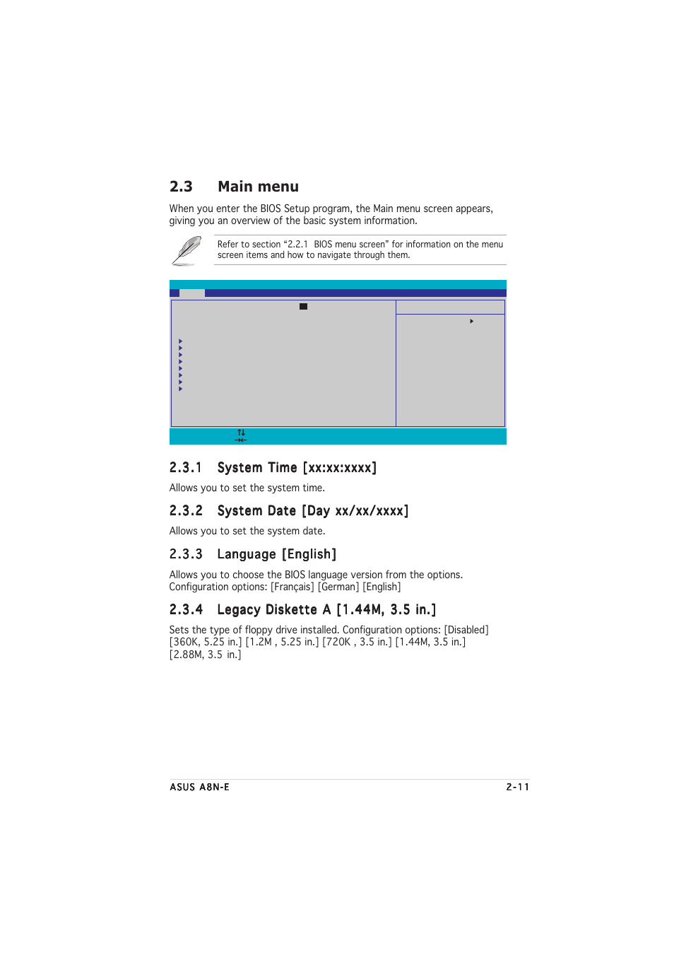 3 main menu | Asus A8N-E User Manual | Page 53 / 76