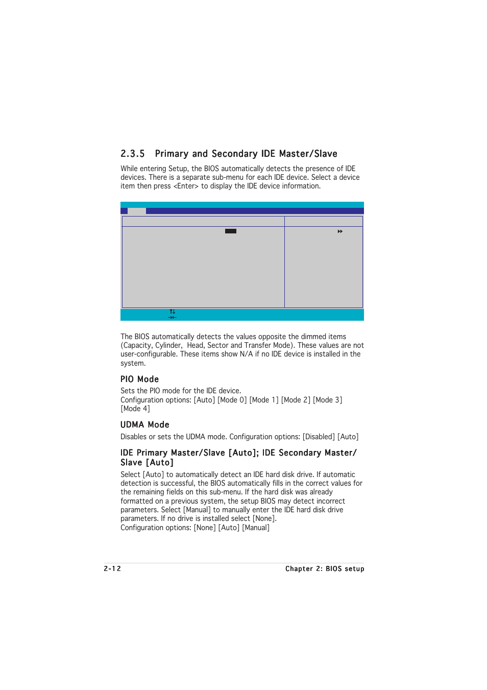 Pio mode, Udma mode | Asus A8N-E User Manual | Page 54 / 76