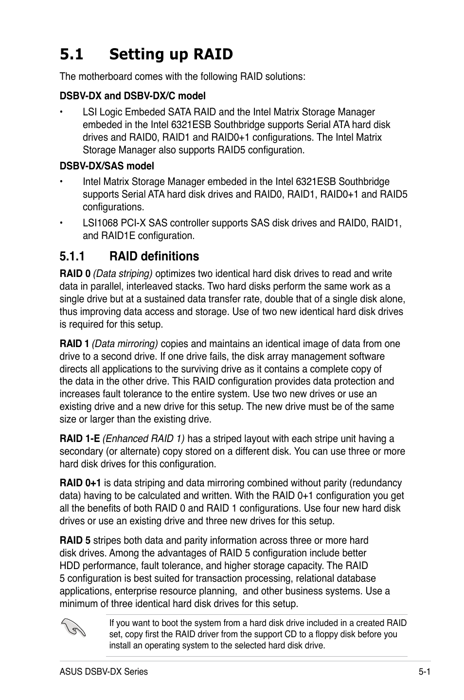 1 setting up raid, 1 raid definitions | Asus DSBV-DX/C User Manual | Page 115 / 206