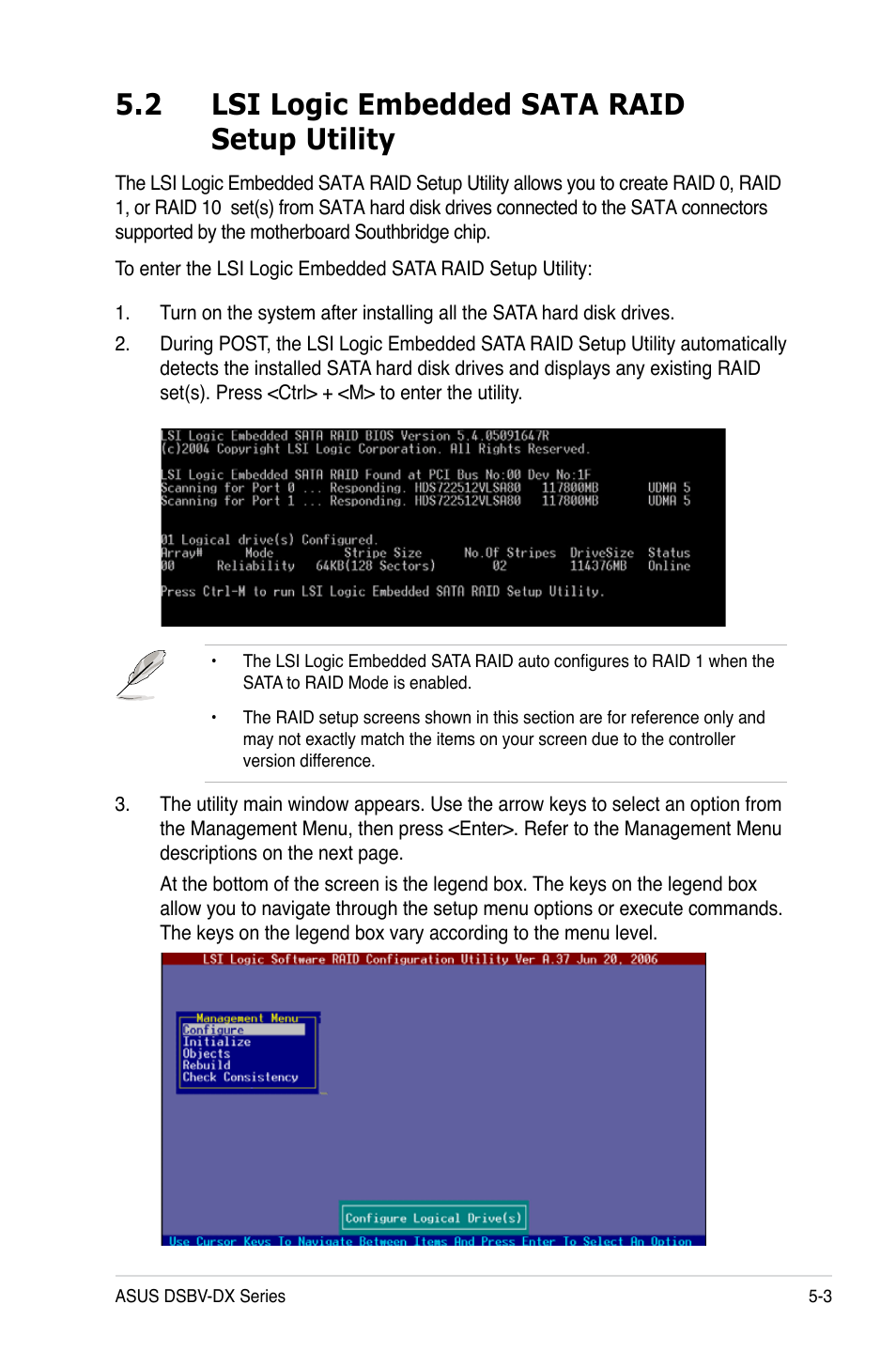 2 lsi logic embedded sata raid setup utility | Asus DSBV-DX/C User Manual | Page 117 / 206