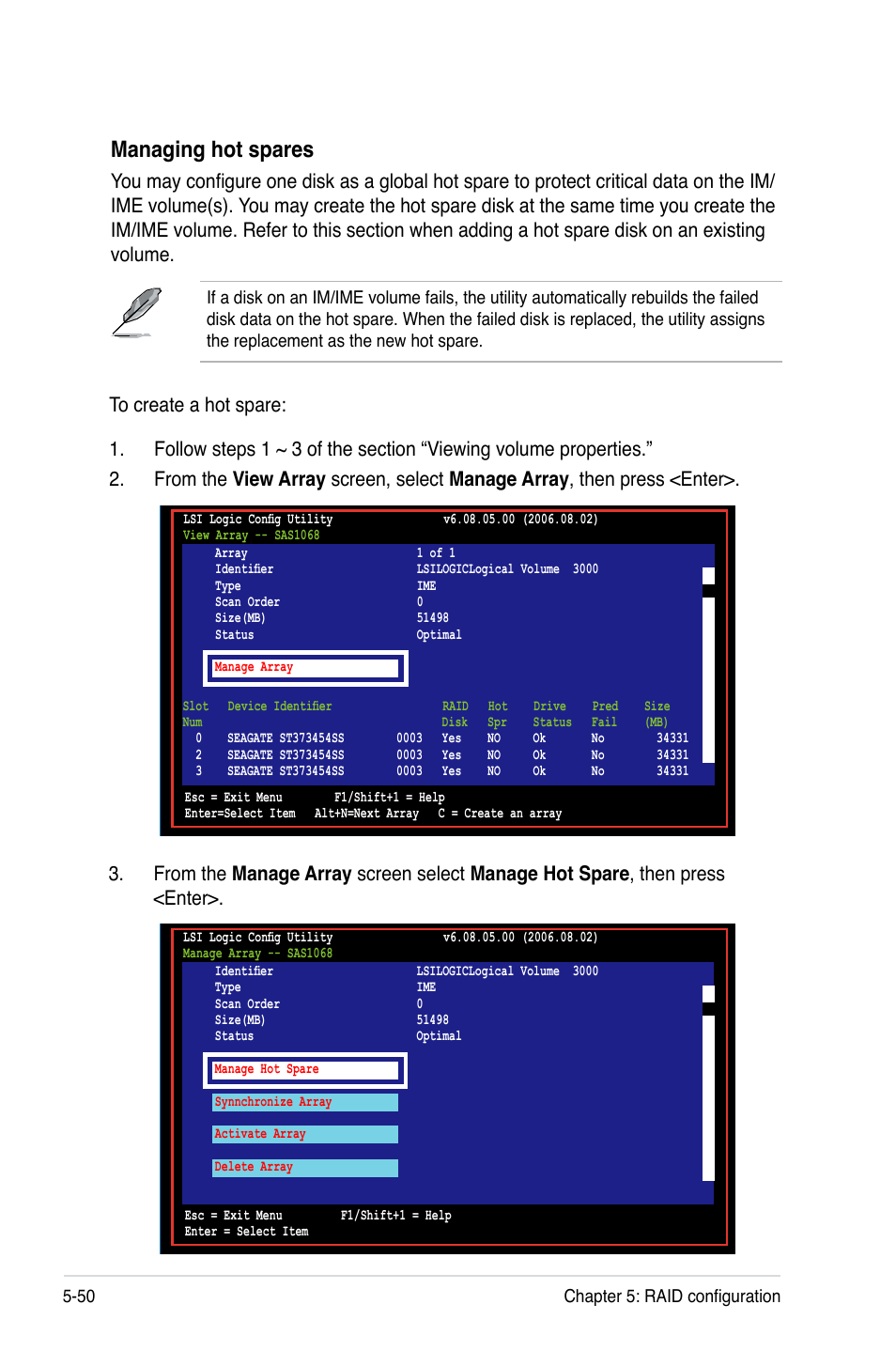 Managing hot spares | Asus DSBV-DX/C User Manual | Page 164 / 206