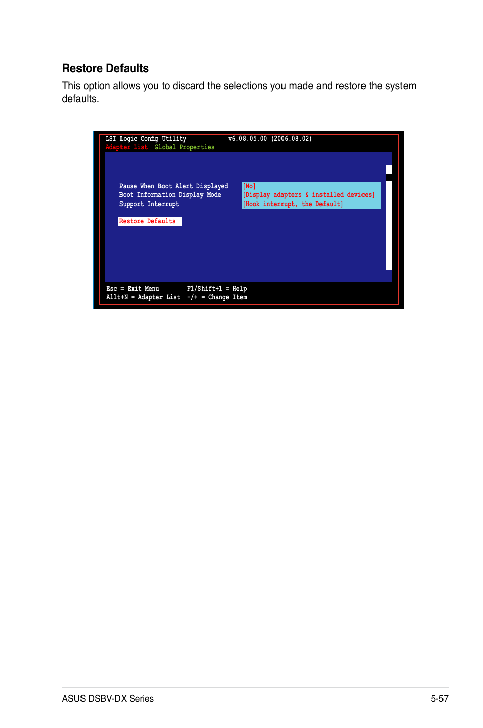 Restore defaults | Asus DSBV-DX/C User Manual | Page 171 / 206