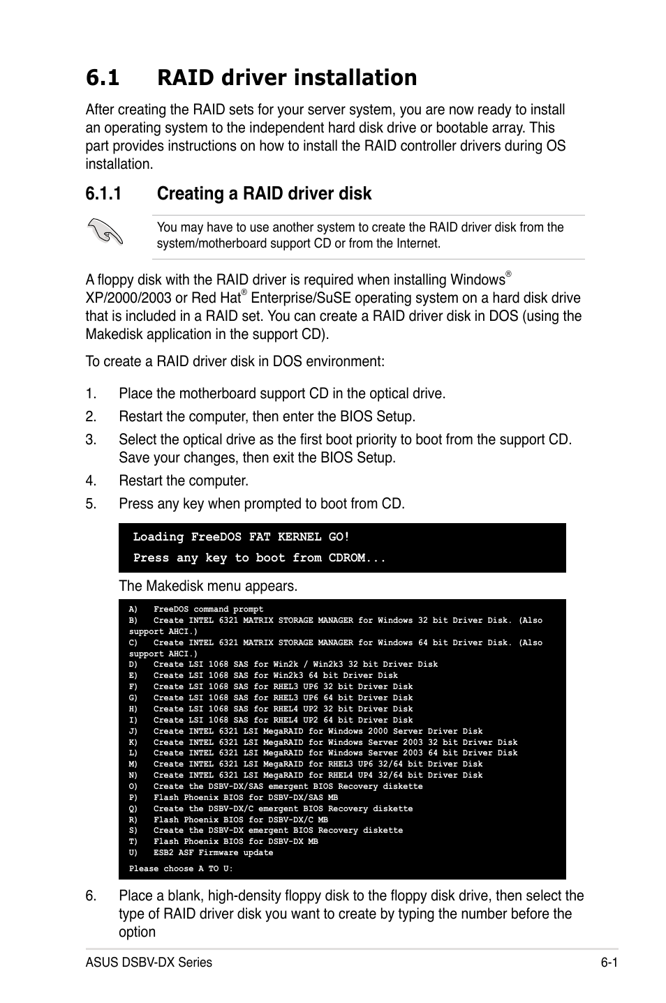 1 raid driver installation, 1 creating a raid driver disk | Asus DSBV-DX/C User Manual | Page 175 / 206