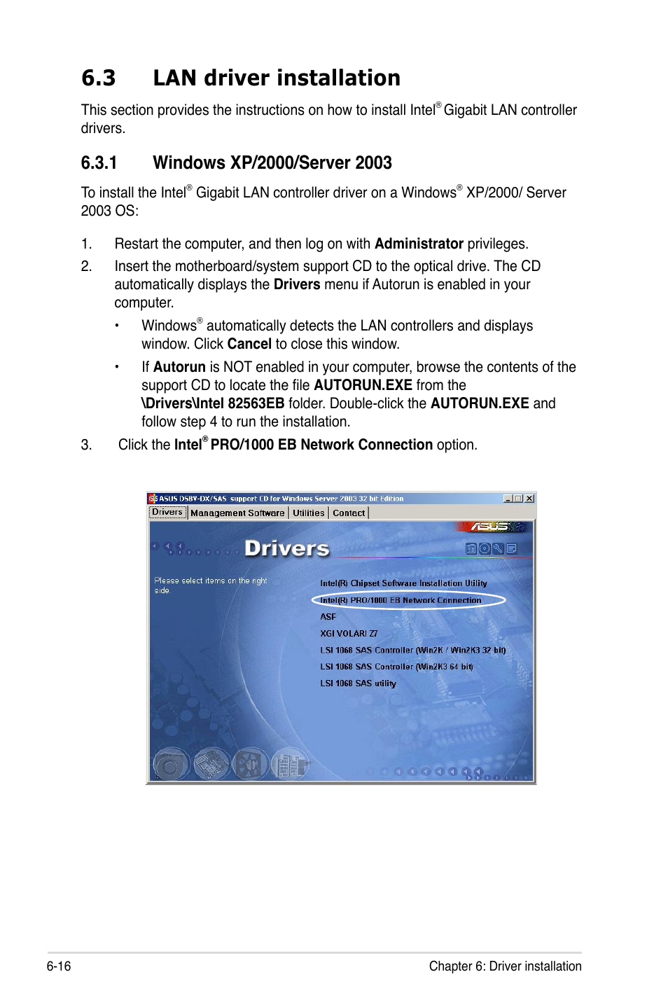 3 lan driver installation | Asus DSBV-DX/C User Manual | Page 190 / 206