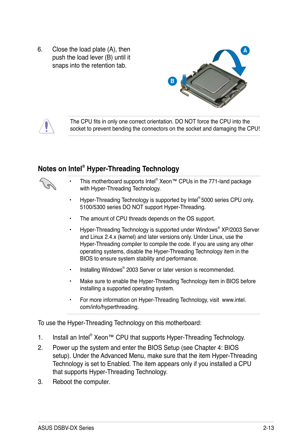 Hyper-threading technology | Asus DSBV-DX/C User Manual | Page 35 / 206