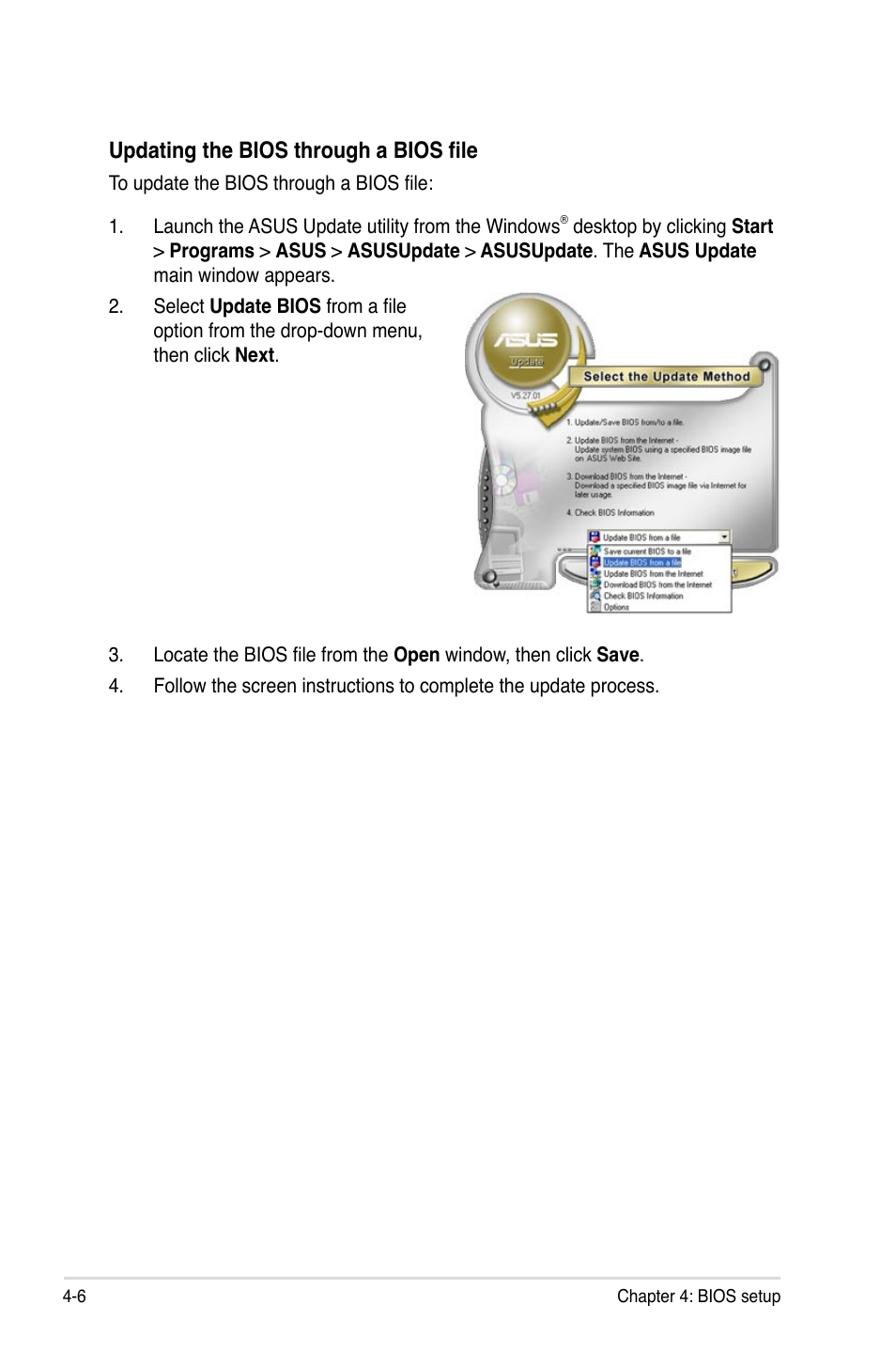 Updating the bios through a bios file | Asus DSBV-DX/C User Manual | Page 78 / 206