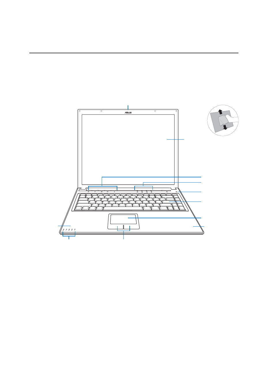 Top side, Knowing the parts | Asus E2334 User Manual | Page 16 / 74