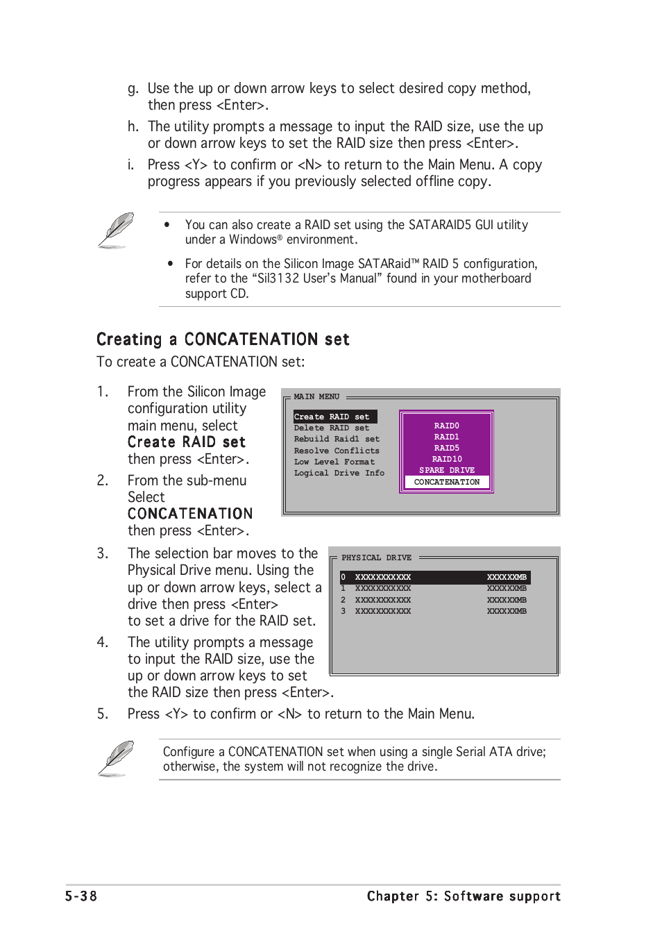 Creating a concatenation set | Asus DELUXE P5LD2 User Manual | Page 148 / 156