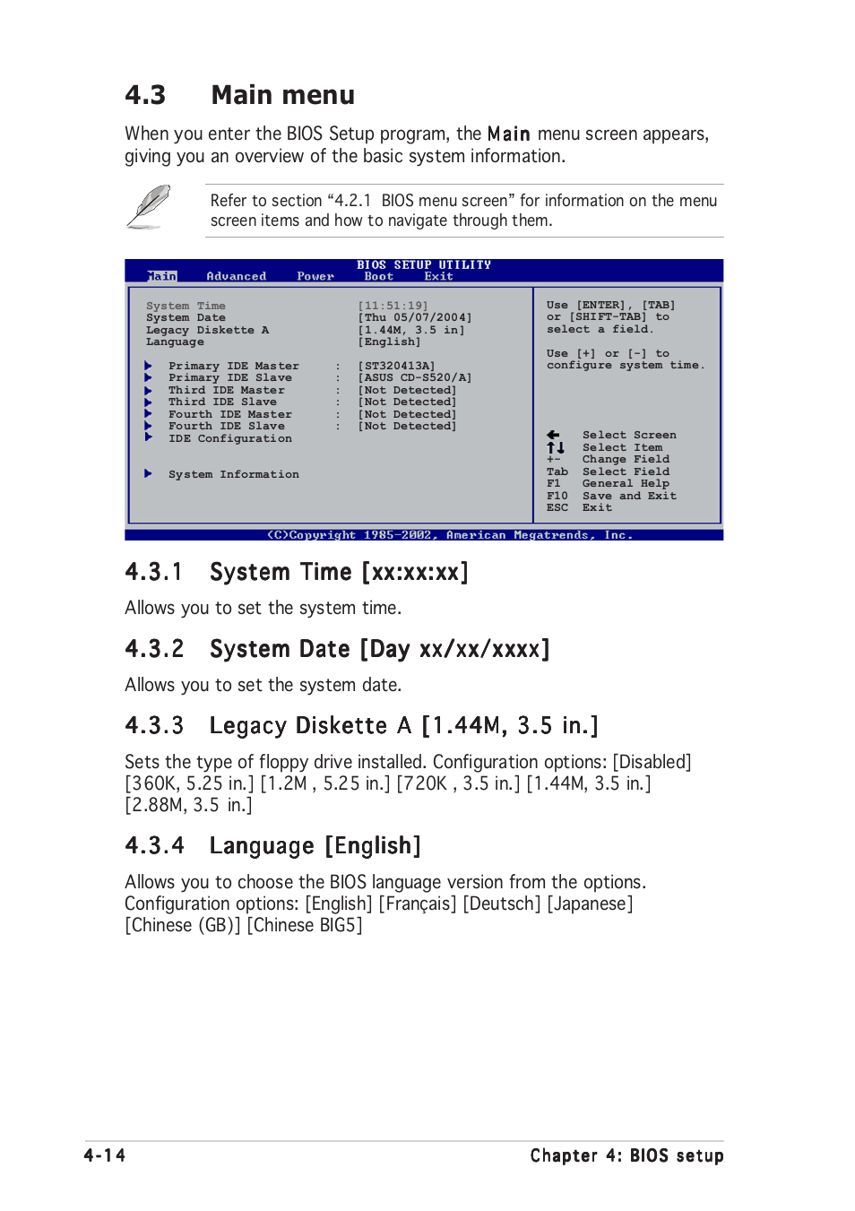 3 main menu | Asus DELUXE P5LD2 User Manual | Page 78 / 156