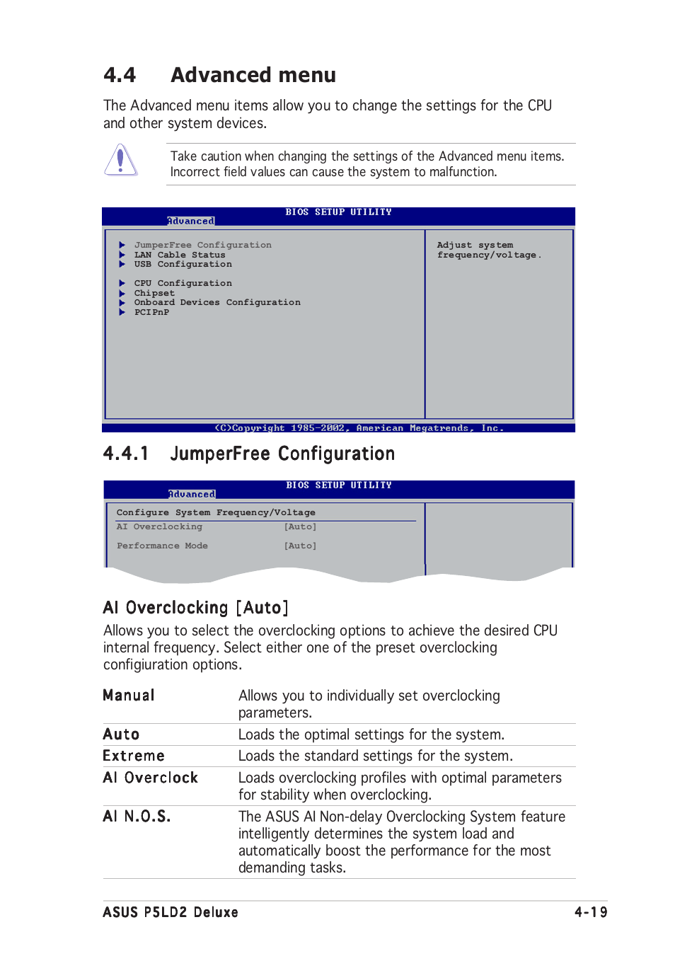 4 advanced menu | Asus DELUXE P5LD2 User Manual | Page 83 / 156