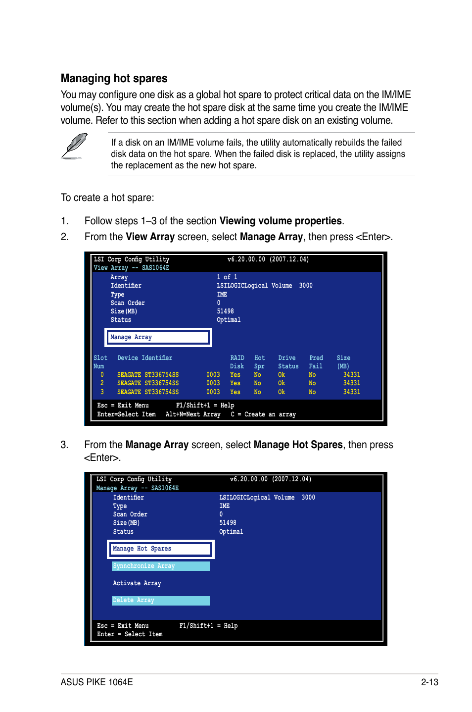 Managing hot spares | Asus LSISAS1064E User Manual | Page 23 / 42