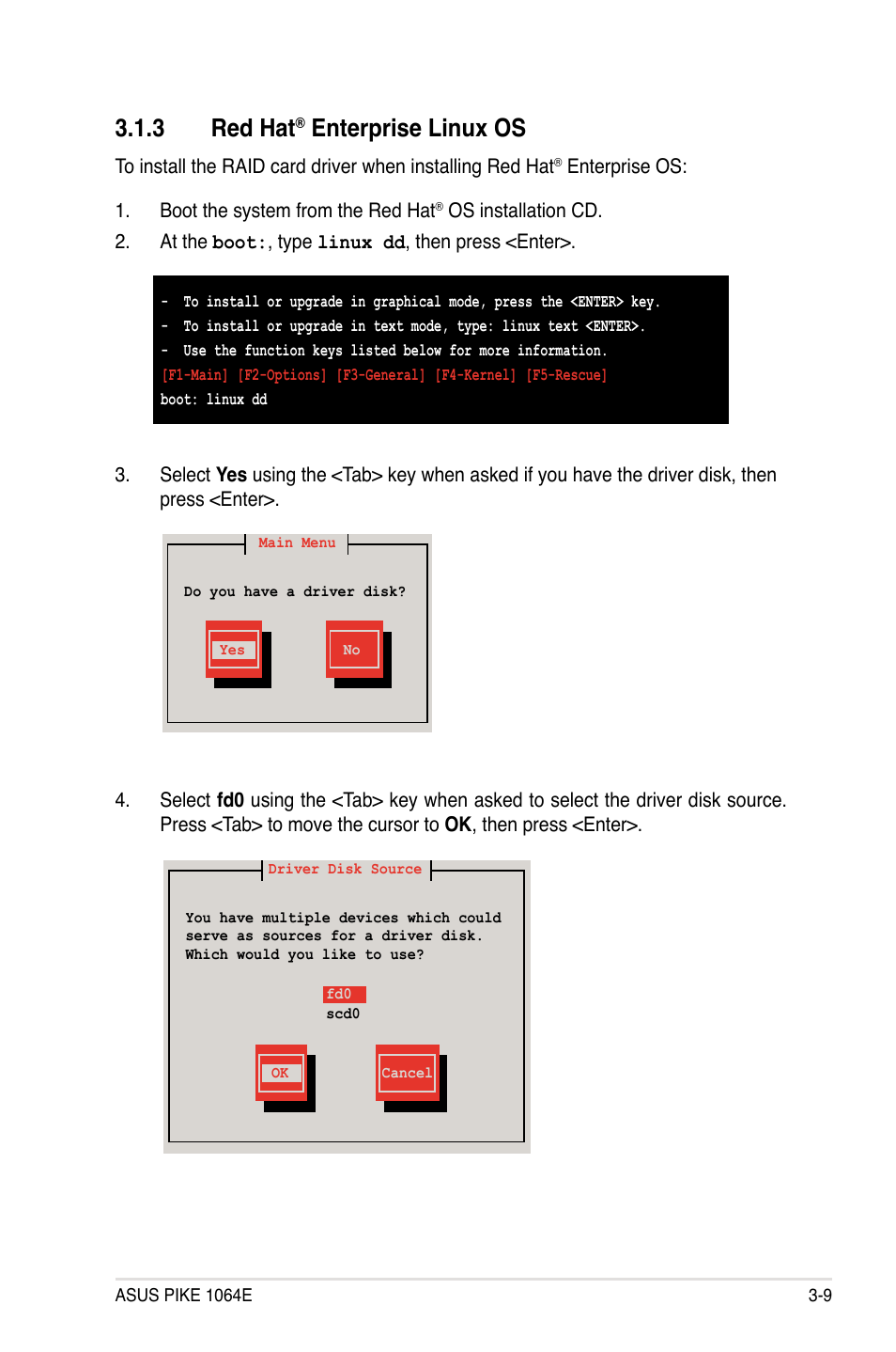 3 red hat® enterprise linux os, Red hat, Enterprise linux os -9 | 3 red hat, Enterprise linux os | Asus LSISAS1064E User Manual | Page 39 / 42