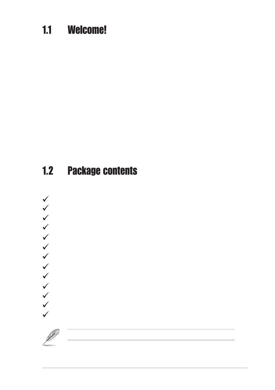 1 welcome, 2 package contents | Asus MOTHERBOARD K8N-E User Manual | Page 15 / 128