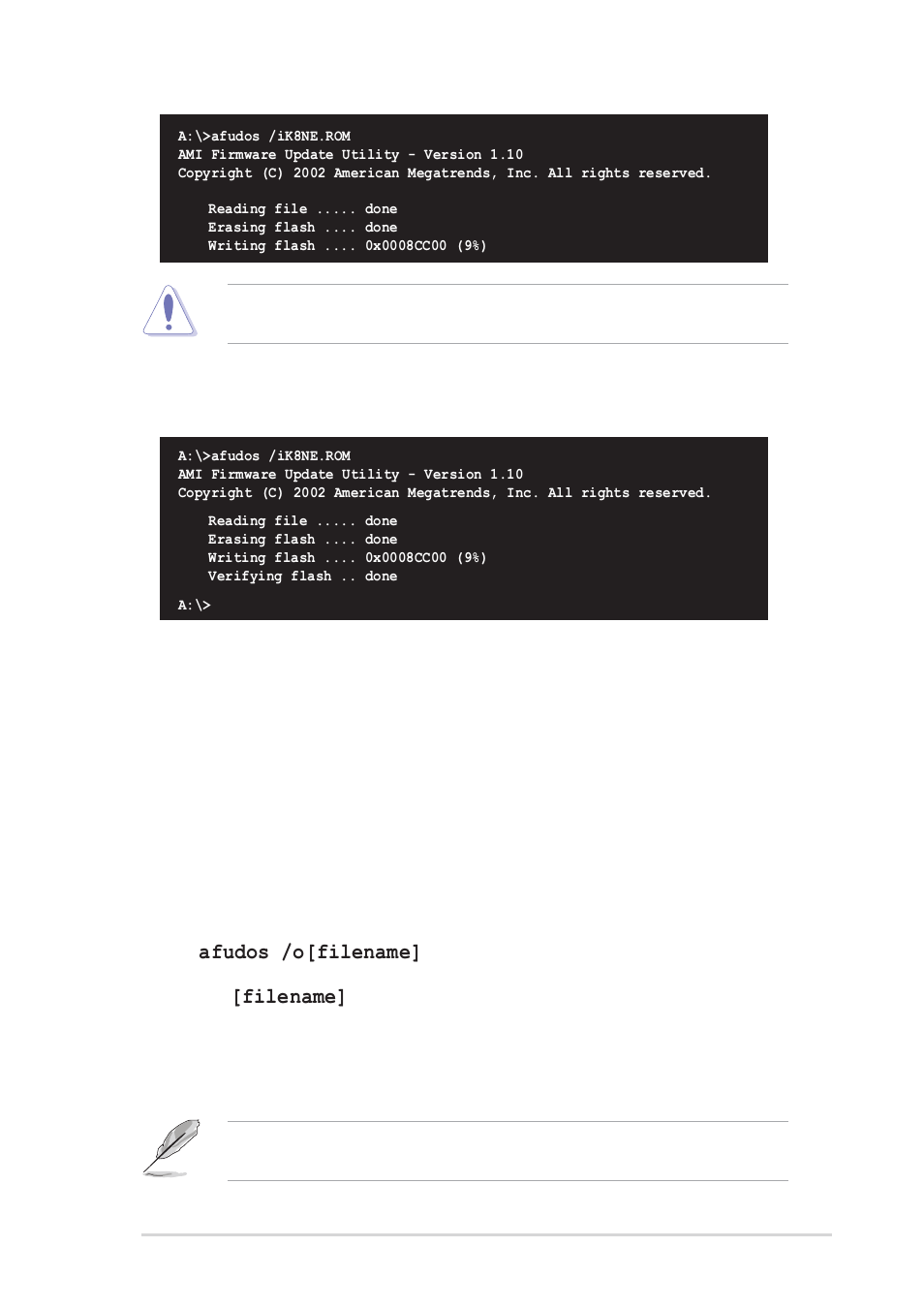 3 using afudos to copy bios from pc | Asus MOTHERBOARD K8N-E User Manual | Page 67 / 128