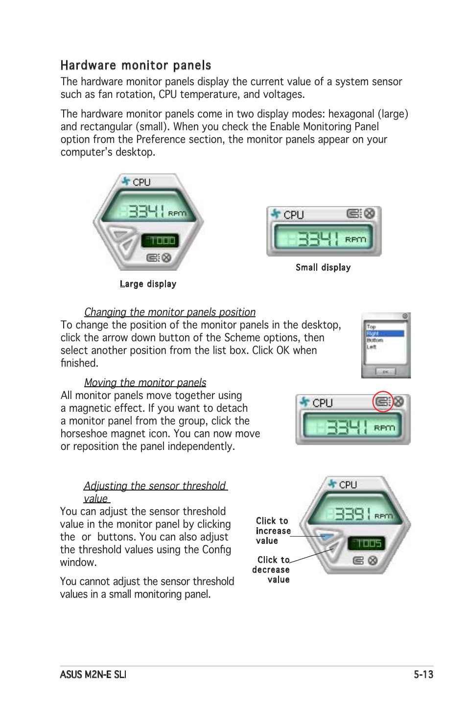 Hardware monitor panels | Asus M2N-E SLI User Manual | Page 119 / 140