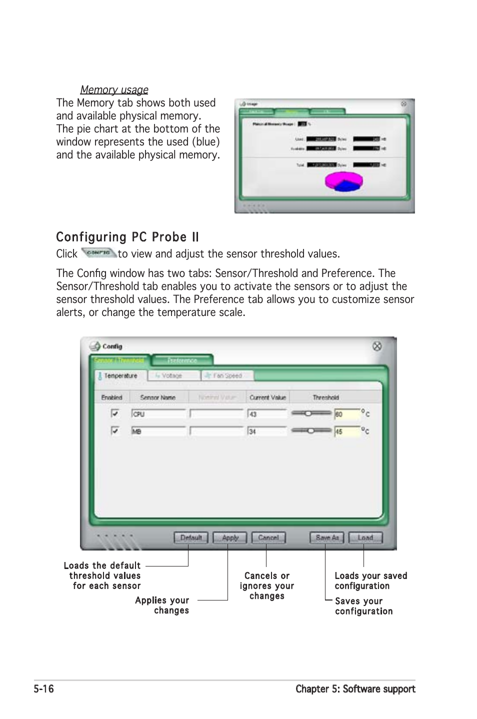 Configuring pc probe ii | Asus M2N-E SLI User Manual | Page 122 / 140