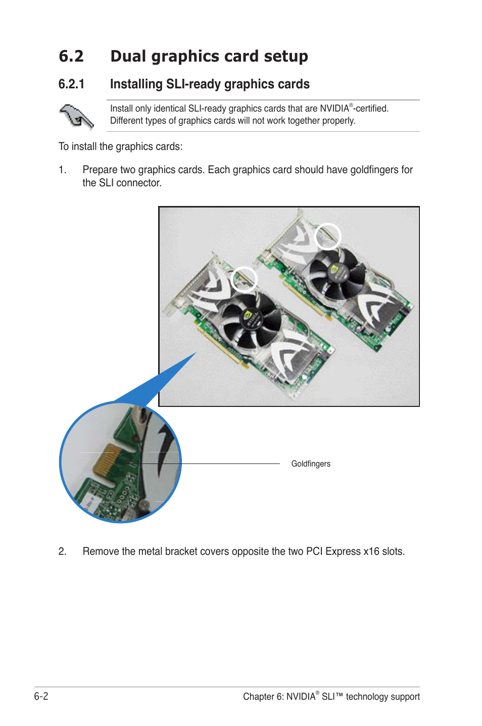 2 dual graphics card setup, 1 installing sli-ready graphics cards | Asus M2N-E SLI User Manual | Page 136 / 140