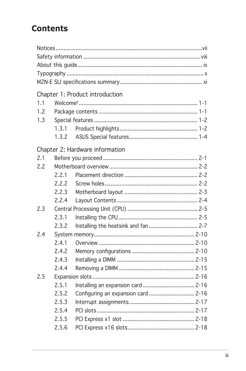 Asus M2N-E SLI User Manual | Page 3 / 140