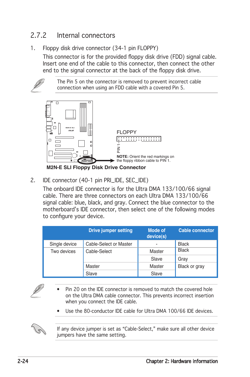 2 internal connectors | Asus M2N-E SLI User Manual | Page 44 / 140