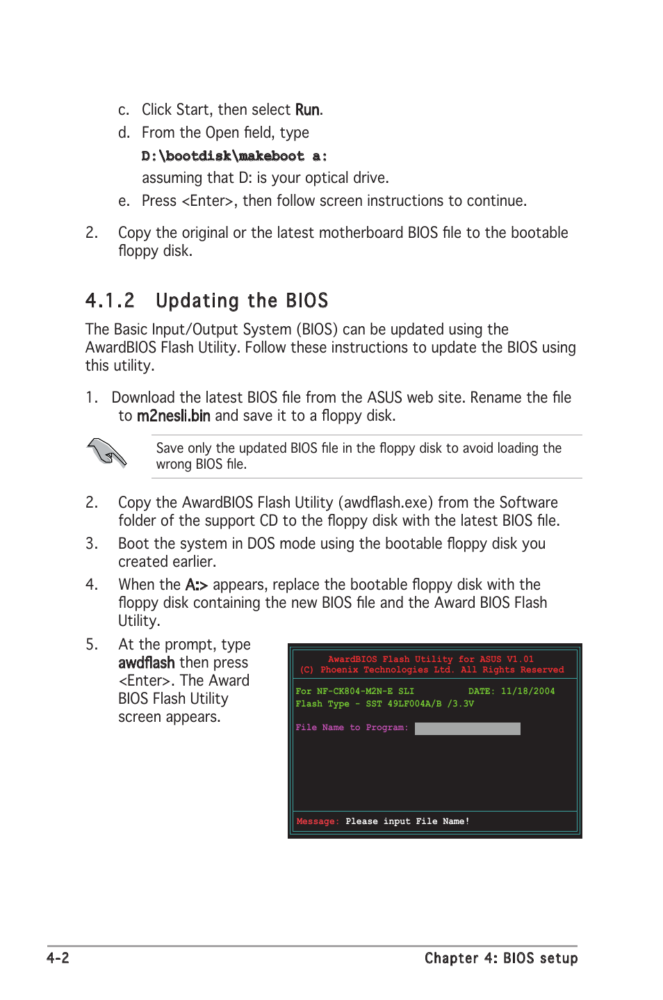 2 updating the bios | Asus M2N-E SLI User Manual | Page 60 / 140